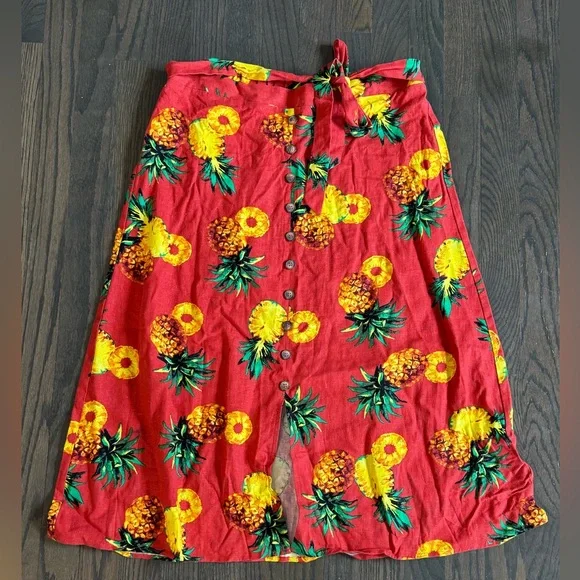 NYCC New York Clothing Co. Women’s linen blend pineapple skirt size medium - Picture 1 of 4